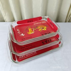 3 Pcs Tempered Glass Oven Proof Rectangular Serving Dish-H&S